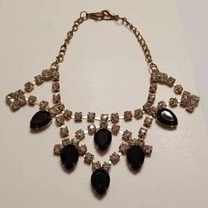 Costume Jewelry Necklace Black Purple and Diamond